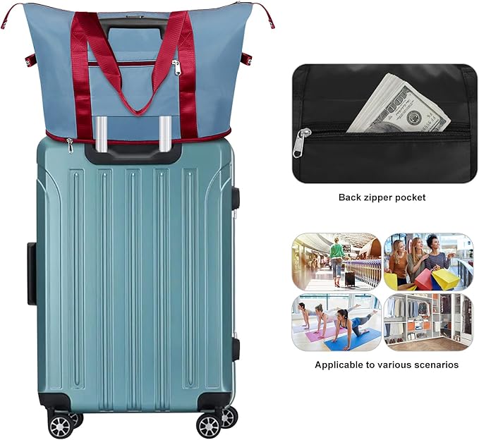 Womens Travel Duffel Bag Lightweight Sport Gym Bag Waterproof Weekender Overnight Bag with Wet and Dry Separation Pocket for Gym Training Yoga Fitness Swimming