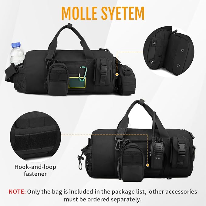 Huntvp Tactical Duffle MOLLE Handbag Gear Military Travel Carry On Shoulder Bag Small Valise
