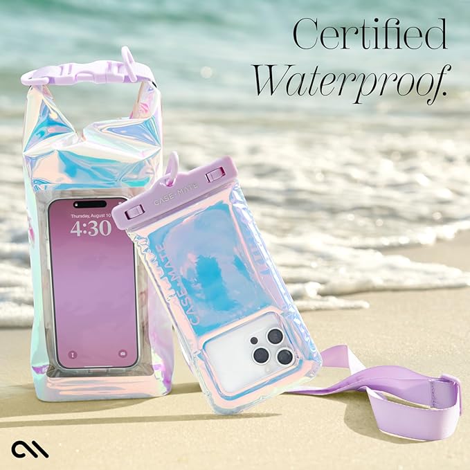 Case-Mate IP68 Waterproof Dry Bag 2L - Roll Top Backpack w/Phone Case/Pouch Boating & Kayak Accessories Essentials for Camping Swimming Beach Fishing Rafting Travel Soap Bubble, CM052390