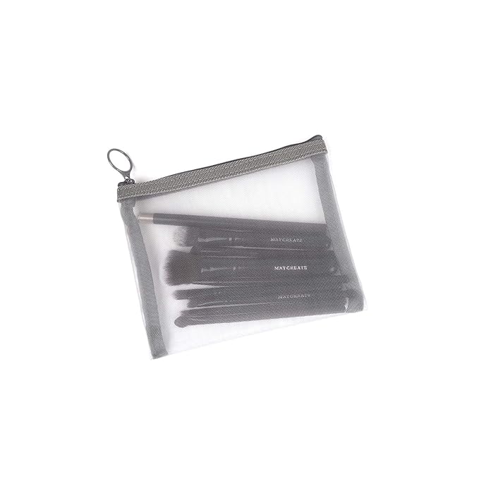 patu Zipper Mesh Bags, Size M / A6, 5 Pieces, Beauty Makeup Cosmetic Accessories Organizer, Travel Toiletry Kit Set Storage Pouch, Assorted Colors