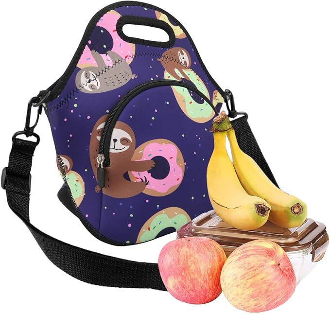 Violet Mist Neoprene Lunch Bag Reusable Insulated Box with Adjustable Shoulder Strap for Men and Women