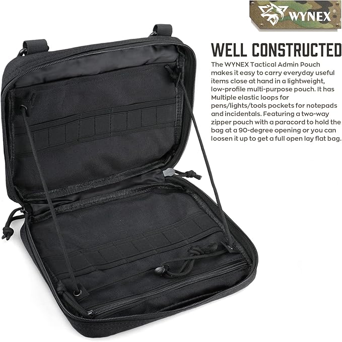 WYNEX Tactical Admin Molle Pouch, Medical EDC EMT Utility Bag Shell Design Attachment Pouches 1000D Nylon Hiking Belt Bags