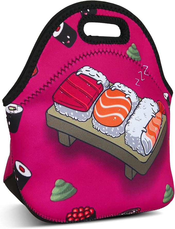 Violet Mist Neoprene Lunch Bag Washable Cute Sushi lunch HandBags Tote Reusable Thermal Insulated Lunch Bag Tote Cooler Lighweight lunch bag for Women Work Picnic Thanksgiving Christmas Gift