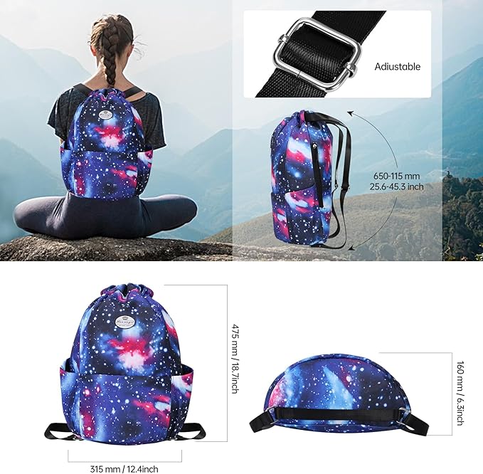 HUA ANGEL Floral Print Drawstring Bag - Lightweight Waterproof Cinch Sackpack with Side Pocket for Men & Women Travel Gym Bag