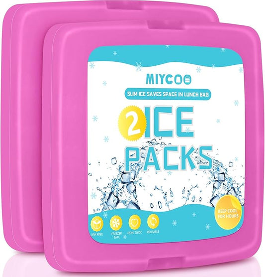 MIYCOO Ice Packs for Lunch Boxes & Lunch Bag - Quick Freeze Ice Pack Space Saving Freezer Packs - Reusable Slim Original Cool Pack - Cooler Accessories for Beach, Camping and Fishing