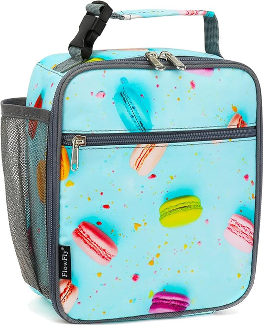 FlowFly Kids Lunch box Insulated Soft Bag Mini Cooler Back to School Thermal Meal Tote Kit for Girls, Boys, Biscuits