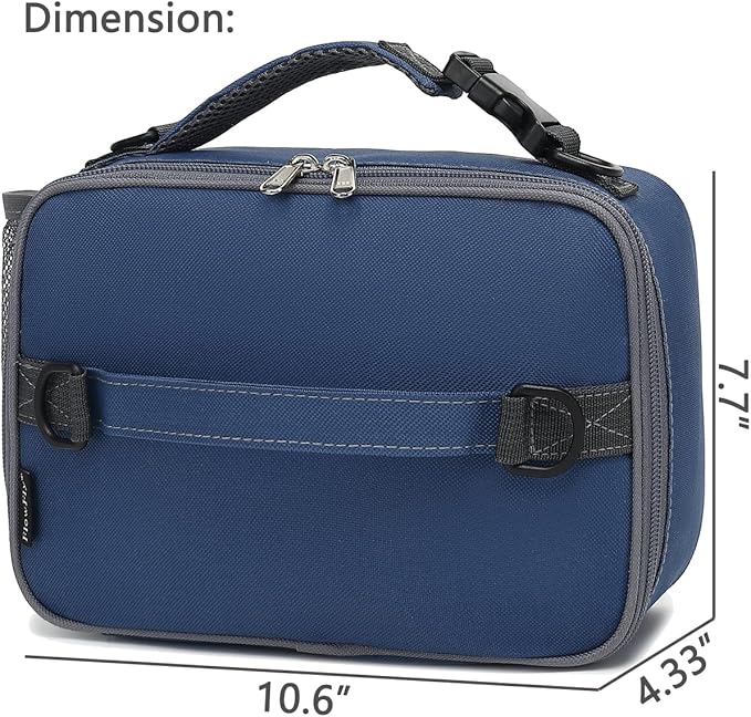 FlowFly Kids Lunch Bag, Durable Insulated School Lunch Box with Shoulder Strap and Bottle Holder, Water-resistant Thermal Small Lunch Cooler Tote for Teen Boys & Girls,Cyan