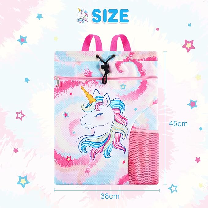 WAWSAM Gym Drawstring Backpack String Bag - 15” x 17” Sports Gym Bag for Kids Waterproof Swimming Beach Shopping Yoga Bag