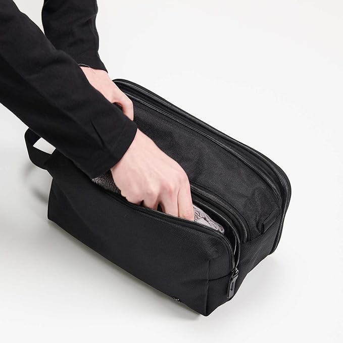 Purevave Large Compact Mens Toiletry Travel Bag Hanging, Mens Dopp Kit for Travel Waterproof, Wash Pouch Black