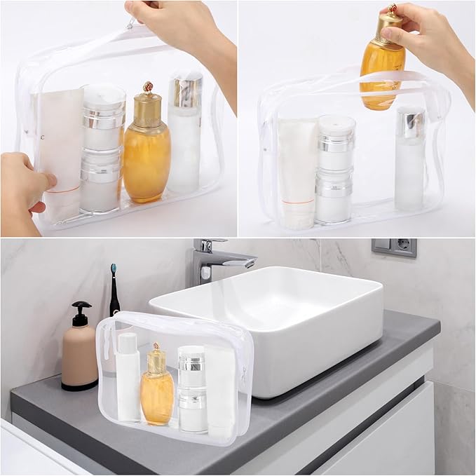Tbestmax 10 Pack Clear Cosmetic Bags Makeup Bags Portable Waterproof TSA Approved Travel Toiletry Bags Organizer