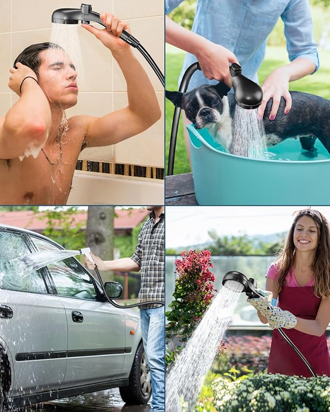AUTOPkio Portable Camping Shower, Rechargeable Camp Shower Pump with USB Cable & Electric Outdoor Shower Head Sprayer for Camping, Hiking, Pet Bathing, Washing