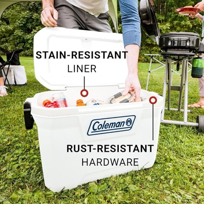 Coleman Marine Cooler with Fully Insulated UV Guard Lid & Body, Keeps Ice for 3+ Days, Great for Boating & Fishing, 52qt/100qt Wheeled/120qt Options
