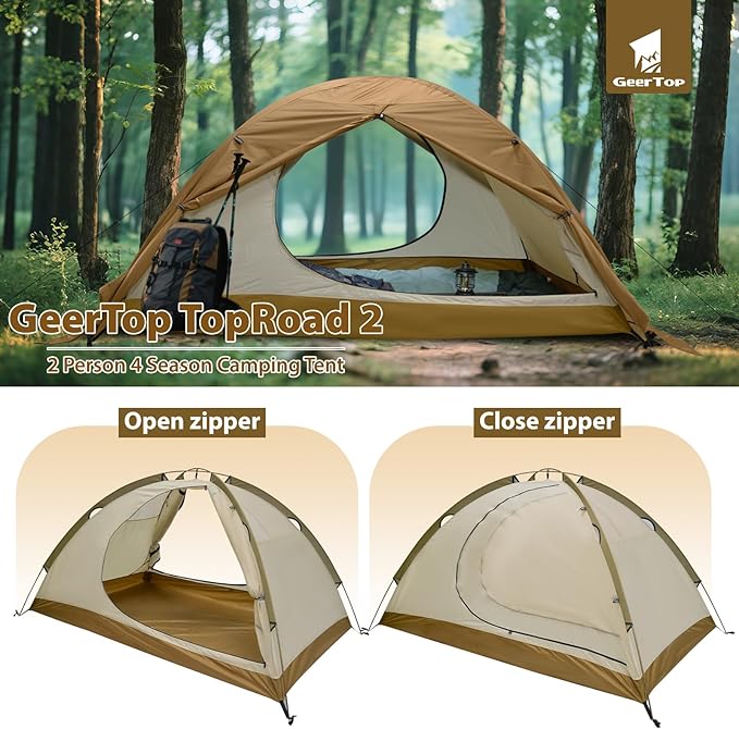 GEERTOP Ultralight 2 Person Backpacking Tent 4 Season Waterproof Camping Tent Double Layer Cold Weather Easy Set Up Tents for Family Camp, Hiking, Hunting Outdoor Mountaineering Travel