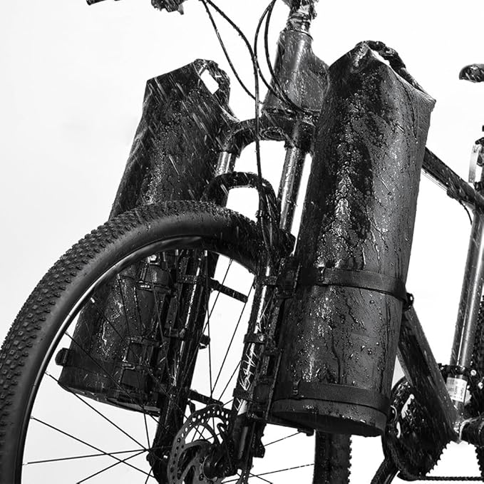 LIXADA 3L/7L Bike Fork Bag - Waterproof Dry Bag, Roll Top Design, Lightweight Bicycle Fork Bag, Portable Cycling Pack for Mountain & Road Bikes, Scooter