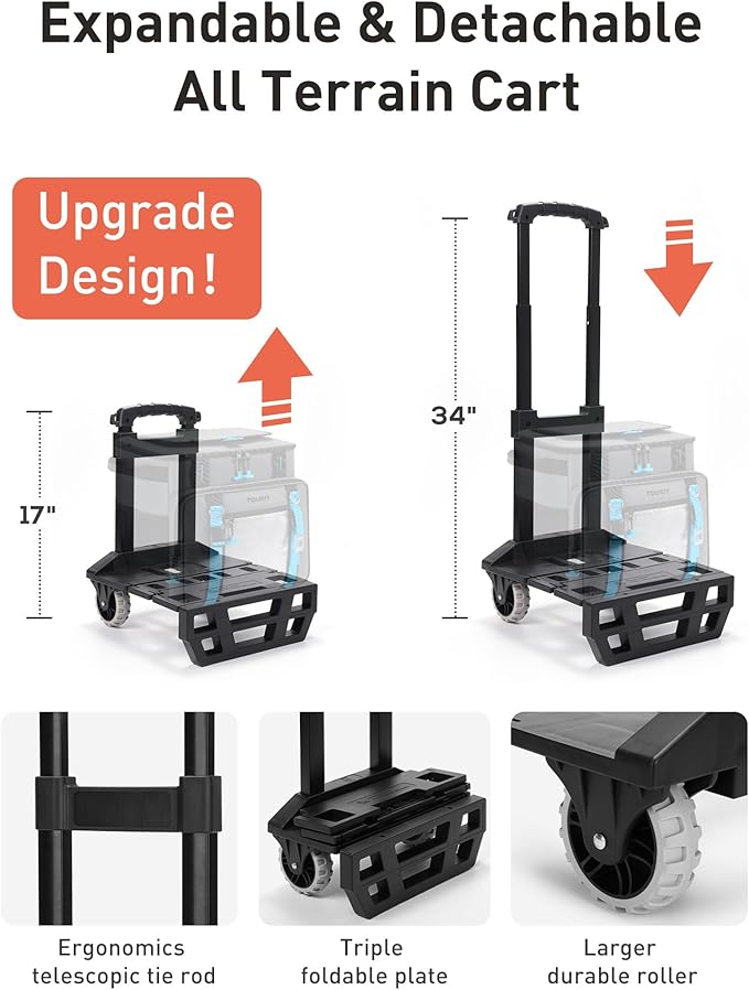 TOURIT 30L/50-Can Cooler with Wheels - 16Hrs Ice Retention Rolling Cooler with Retractable Handle & Oversized All-Terrain Tires, PU-Coated Waterproof Soft Cooler Bag for Camping, Beach Travel, Picnics