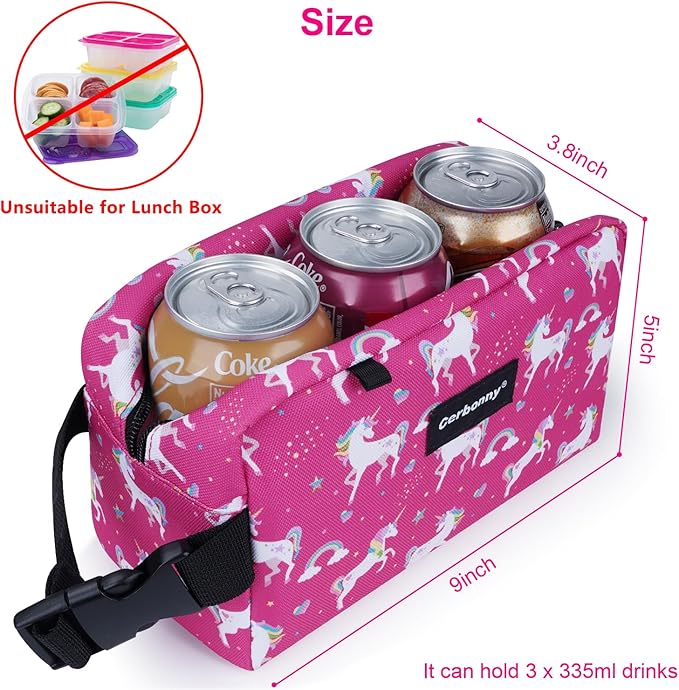 Cerbonny Small Cooler Bag Freezable Lunch Bag for Work School Travel,Small Lunch Bag,Small Insulated Bag For Kids/Adults,Freezer Lunch Bags,Mini Lunch Bag Fit For Yogurt,Suit for 3+(red unicorn)