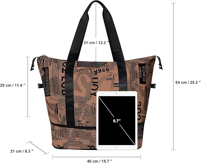 Womens Travel Duffel Bag Lightweight Sport Gym Bag Waterproof Weekender Overnight Bag with Wet and Dry Separation Pocket for Gym Training Yoga Fitness Swimming