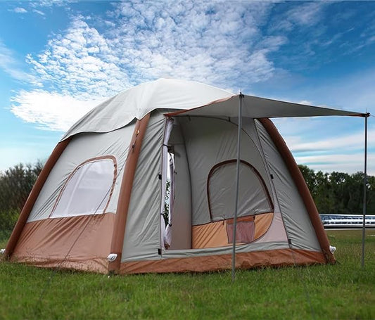 Upgrade Inflatable Camping Tent with Pump, Easy Setup 4 Season Glamping Tent, 2-4 Persons Waterproof Windproof Outdoor Self-Supporting Air Tent-7.8FT x 7.8FT x 5.6FT