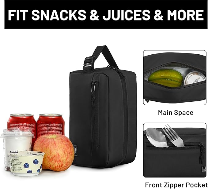 MIER Freezable Snack Bags Small Frozen Mini Cooler Lunch Bag Freezer Insulated Pouch for Kids Adults Work School Travel On-the-go, Black