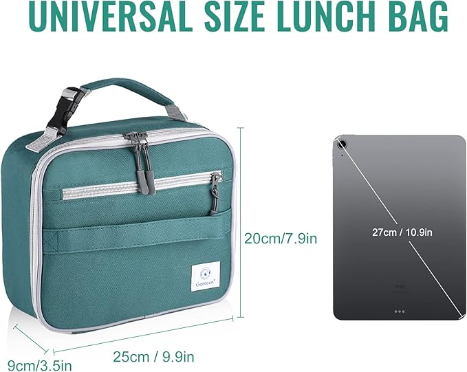 Genteen Lunch Box Kids,Insulated Lunch Bag Kids Boys Girls,Soft Bag Mini Cooler Back to School Thermal Meal Tote Kit Lunch Box for School,Work,Outdoor (Green)