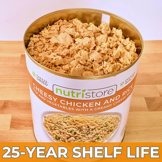 Nutristore | Freeze-Dried Cheesy Chicken and Rice | Emergency Survival Bulk Food Storage Meal | Perfect for Everyday Quick Meals and Long-Term Storage | 25 Year Shelf Life | USDA Inspected