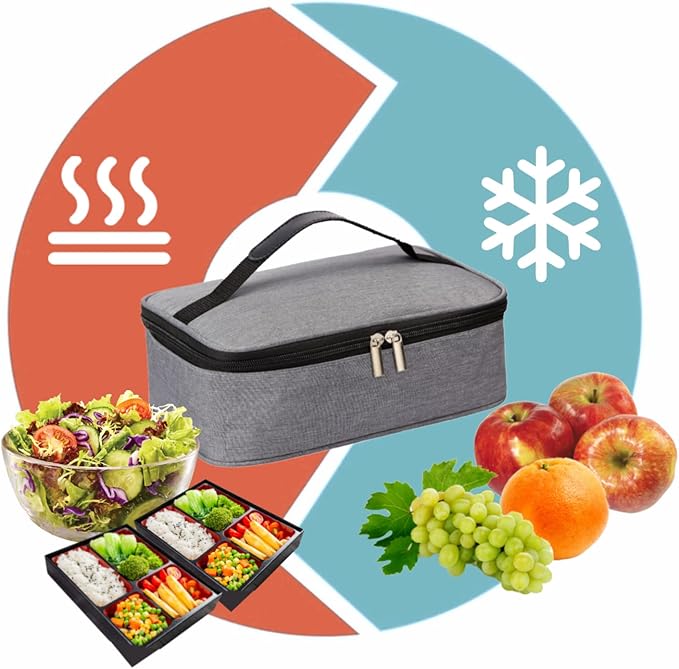 NATURAL STYLE Small Lunch Bag, Mini Portable Thermal Insulated Cooler Bag Lunch Box (Grey)