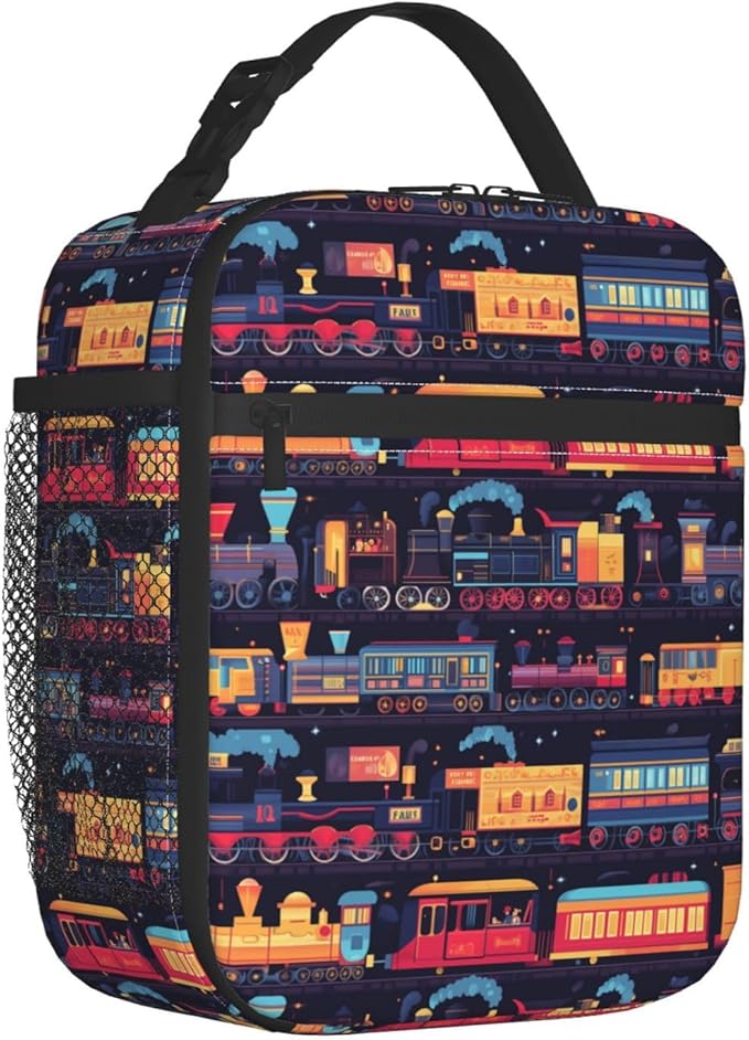 Car Train Lunch Bag Insulated Reusable Lunch Box Thermal Cooler Tote For Men Women Work Travel Picnic Hiking