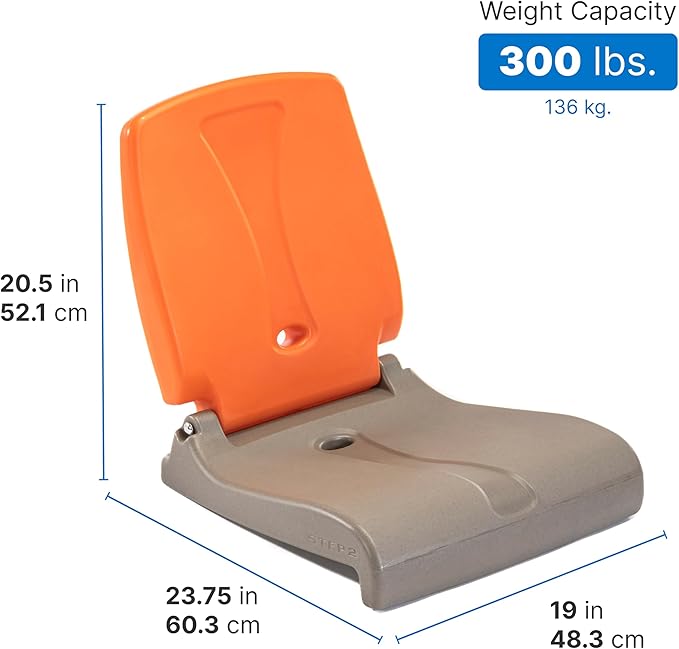 Step2 Folding Flip Seat, Lightweight Portable Outdoor Chair for Poolside, Camping, Beach, Boats, Tailgates, Durable Ground Chair with Back Support for Adults, Brown & Orange