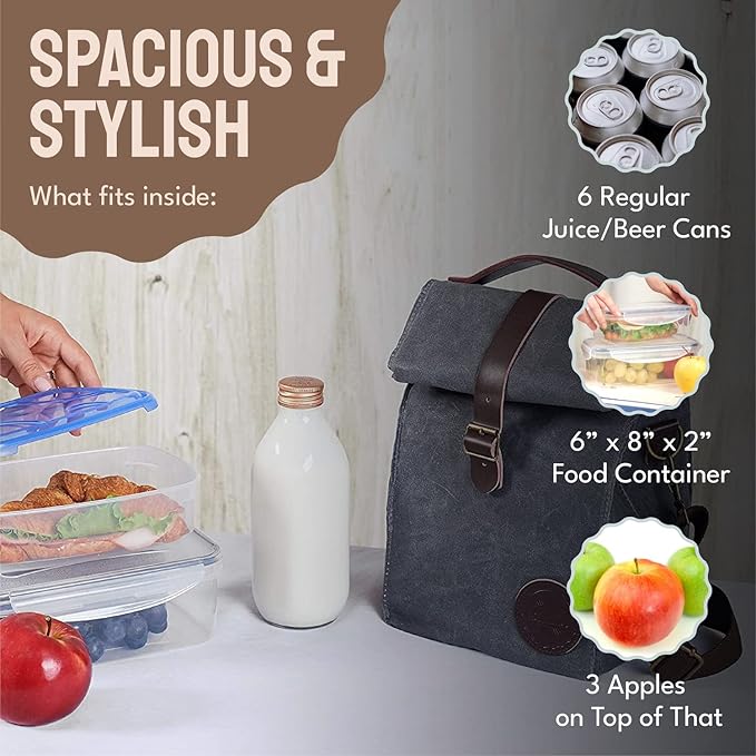 Insulated Lunch Bag for Women & Men (Grey)