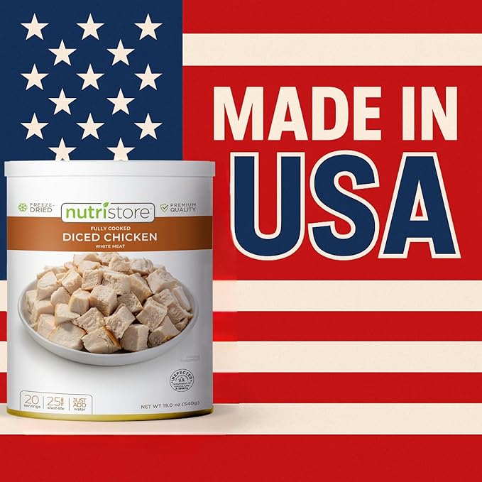 Nutristore Freeze Dried Chicken, Emergency Survival Bulk Food Storage, Premium Quality Meat, Perfect for Lightweight Backpacking or Home Meals, USDA Inspected