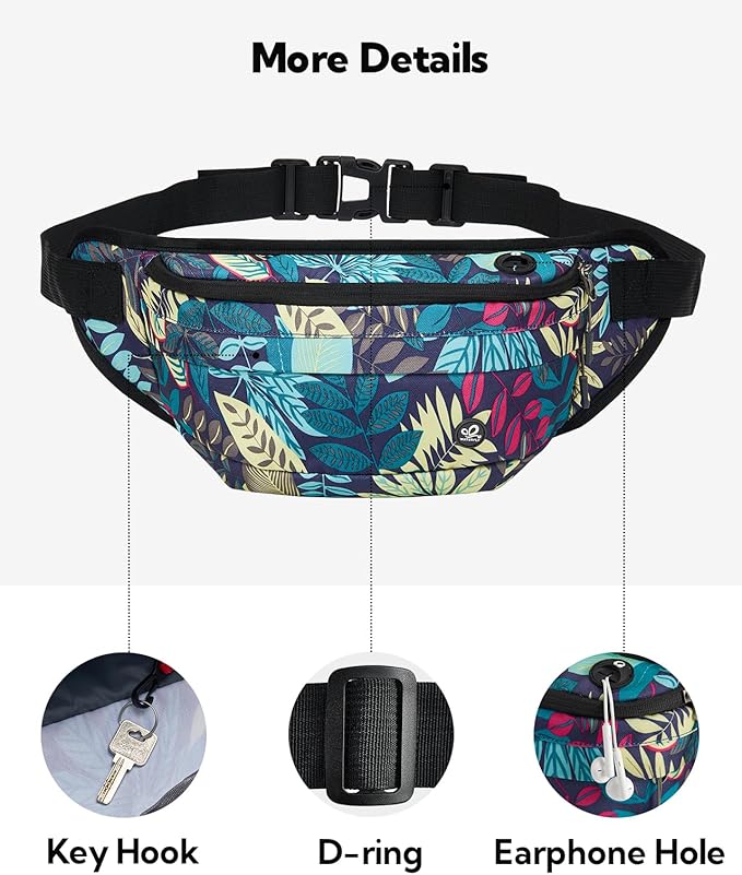 WATERFLY Fanny Pack for Men Women Water Resistant Large Hiking Waist Bag Pack Carrying All Phones for Running Walking Traveling