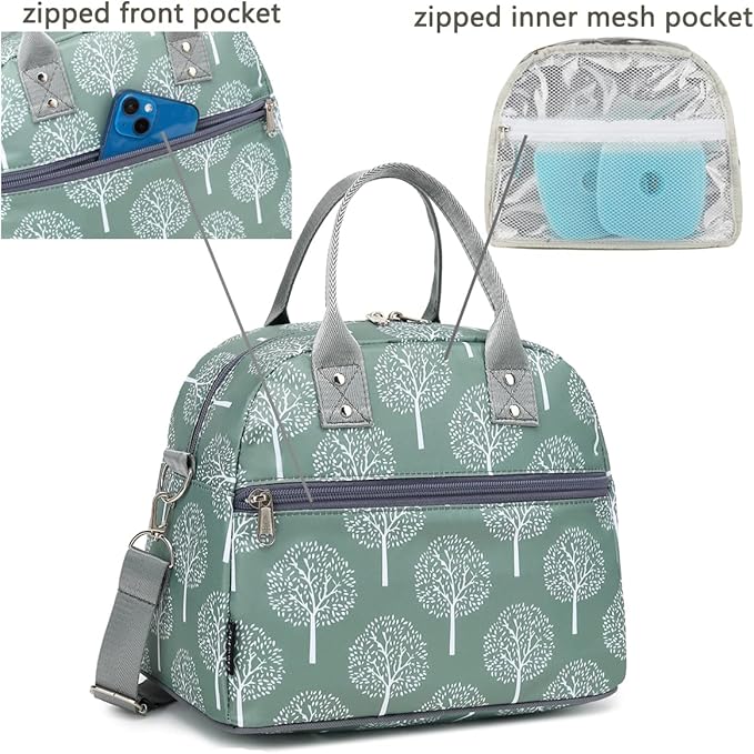 FlowFly Insulated Lunch Bag With Shoulder Strap for Women, Men, and Kids, Large and Reusable, Handle, Freezable Work and School Travel Tote and Meal Prep Organizer,Dandelion