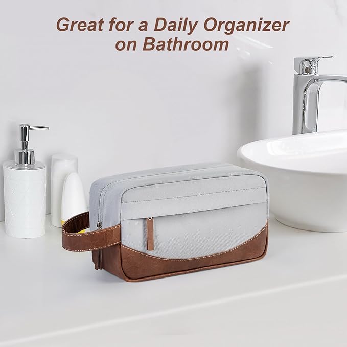 Travel Toiletry Bag for Men, Hanging Toiletry Organizer, Water Resistant Shaving Kit with Large Capacity for Travel Accessories (Grey)