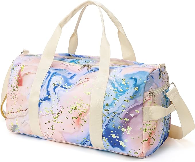 BLUBOON Sport Gym Duffle Bag for Women Girls Weekender Overnight Duffel Bag (Bronzing orange) 19.7"x9.5"x9.9"