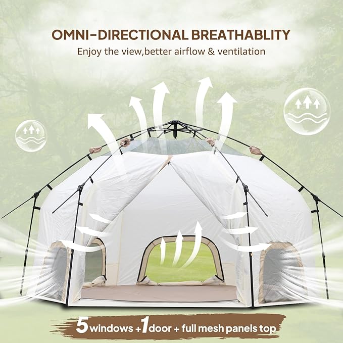 Chihee Camping Tents Pop-Up Stand-up Tent, Family Cabin Tent with Awning Porch 3-Person Outdoor Shelter with Screen Room Large Capacity, Waterproof and Windproof, Easy Setup,Traveling Hiking Picnic