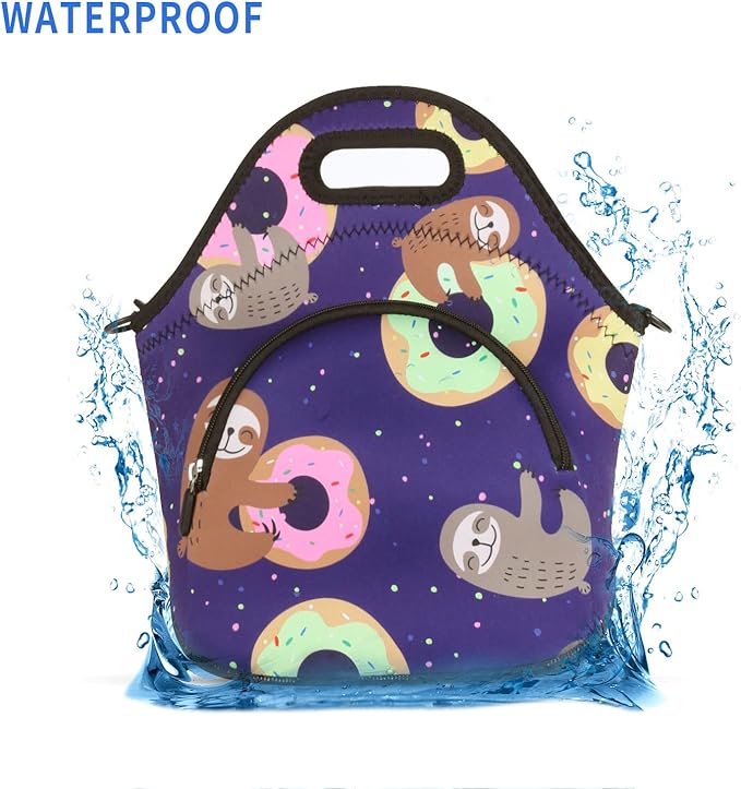 Violet Mist Neoprene Lunch Bag Reusable Insulated Box with Adjustable Shoulder Strap for Men and Women