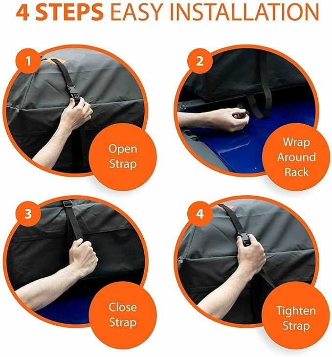 ZONETECH Durable Roof Top Waterproof Cargo Bag -Classic Black 15 Cubic Feet Premium Quality Universal Waterproof Fold-able Leak Proof Traveling Roof Top Car Bag