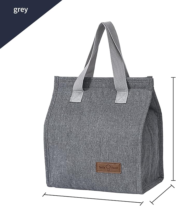 Lunch Bag Insulated, Lunch Box Bag, Reusable Lunch Tote Bag, Lunch Box Container Bag Insulated for Women, Men, Work, Office, Travel - Grey