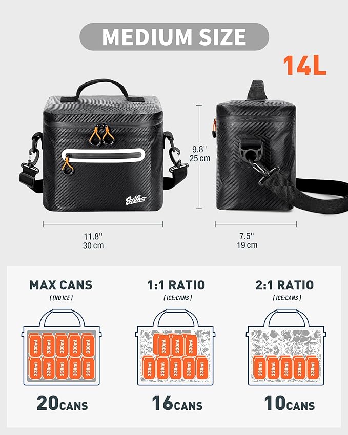 Soft-Sided Cooler Bag, 7/16/30 Can Portable Ice Chest Box, Waterproof, Leak-Proof, Insulated Cooler for Lunch, Beach, Drink, Beverage, Travel, Camping, Picnic