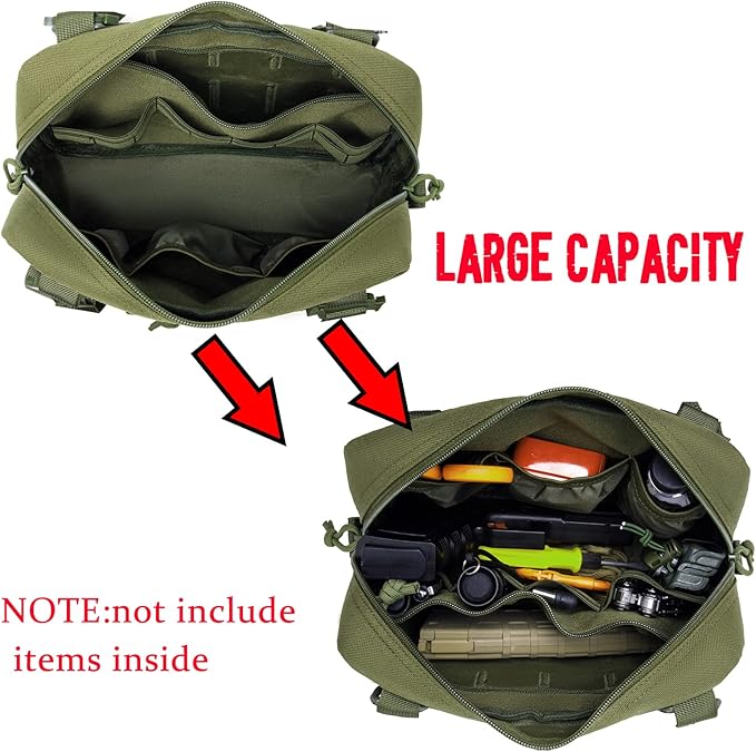 Molle Admin Pouch with Laser Cutting Loop,Car EDC EMT Molle Pouches, Large Capacity Tactical Pouch, EDC Pouch Organizer Include US Flag