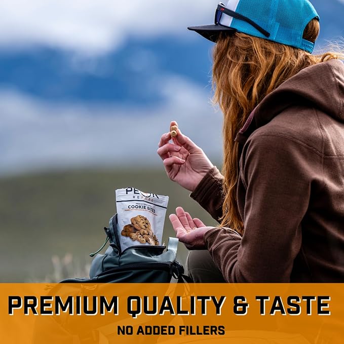 Peak Refuel Cookie Bites 4-Pack | Freeze Dried Backpacking and Camping Food | Tasty Trail Treat | High Protein Snack Packs