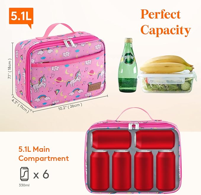 Lifewit Freezable Lunch Box, Insulated Reusable Lunch Bag with 2 Ice Packs, Mini Cooler Snack Bag for Bento Box for Salad, Sandwich, Snacks fo Men Women for Work, Pink 5L