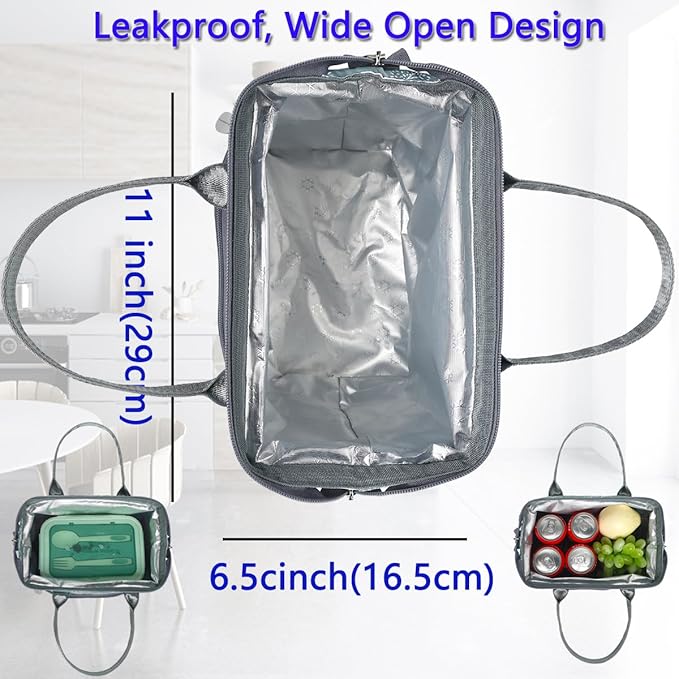 FlowFly Insulated Lunch Bag for Women, Men, Large and Reusable, Handle, Work and Travel Tote and Meal Prep Organizer, Dandelion