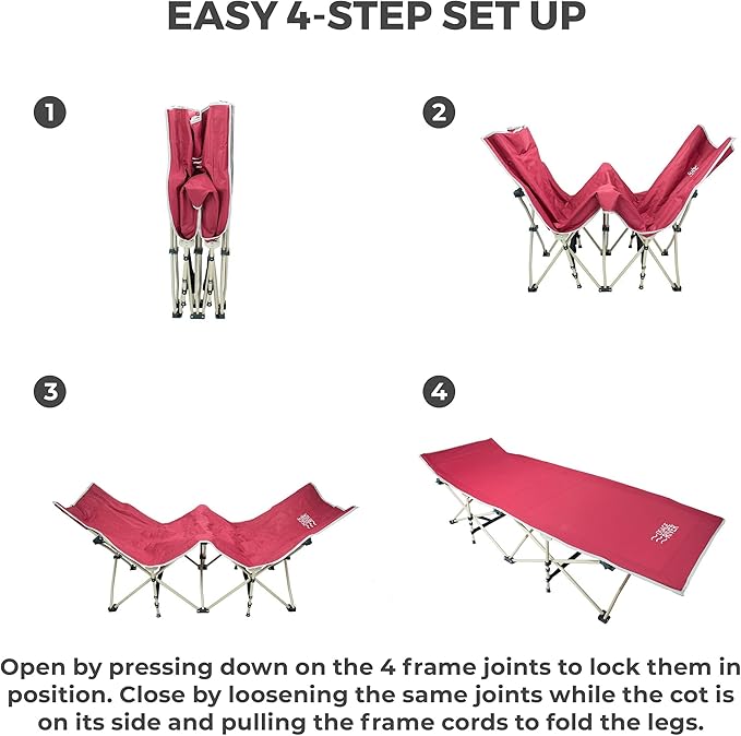 OSAGE RIVER Camping Cot for Adults - Folding Camping Cot - Portable Cots for Sleeping - Rated for 300 lbs