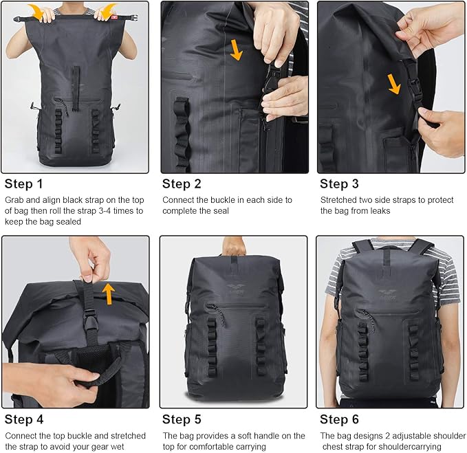 MIER Dry Bag Waterproof Backpack 30L Dry Sack Heavy Duty Roll-Top Closure for Kayaking, Beach, Boating, Swimming, Surfing