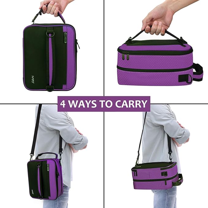 Expandable Insulated Lunch Bag, Leakproof Flat Lunch Cooler Tote with Shoulder Strap for Men and Women, Suitable for Work & Office by Tirrinia, Purple