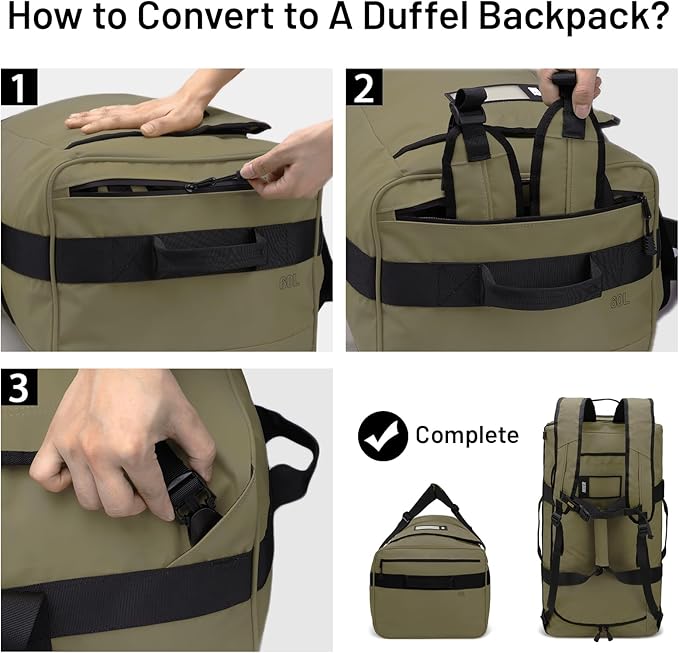 MIER Water Resistant Backpack Duffle Heavy Duty Convertible Duffle Bag with Backpack Straps for Gym, Sports, Travel