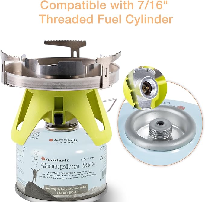 Bottletop Propane Camping Stove Portable 1-Burner Adjustable Stove with Wind Baffles Pressure Regulator equivalent to Gas One Great for Outdoor Hiking Cooking Backpacking camping，& More