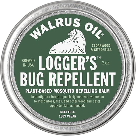 WALRUS OIL - Logger’s Bug Repellent, 2 oz Plant-Based Mosquito Repelling Balm with Cedarwood & Citronella, Deet Free, 100% Vegan, Kid Safe