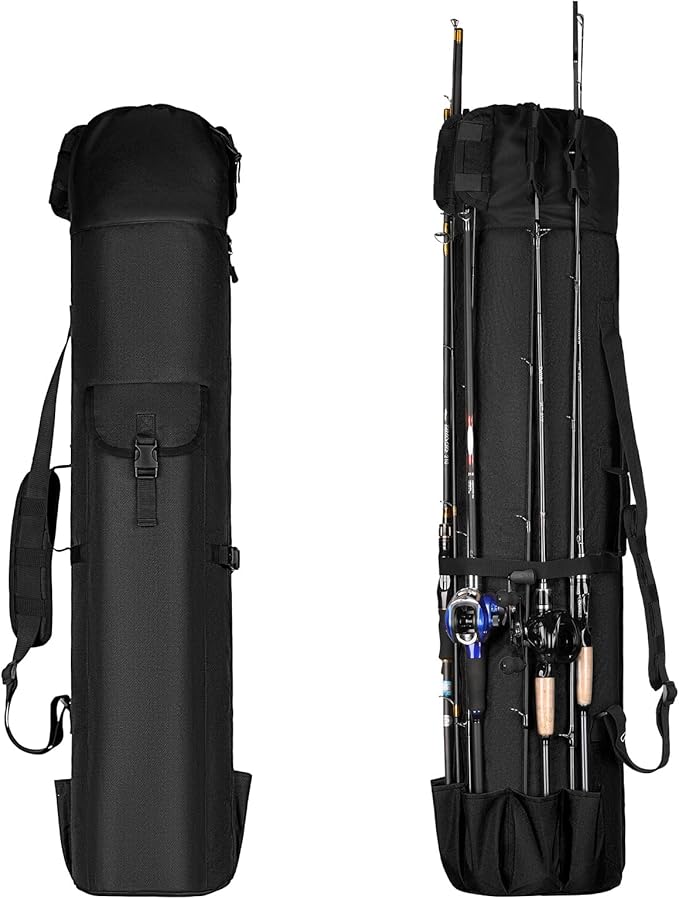 Wowelife Fishing Rod Carrier - Pole Bag Reel Organizer Case Storage for Gear, Travel - Gifts for Men, Family